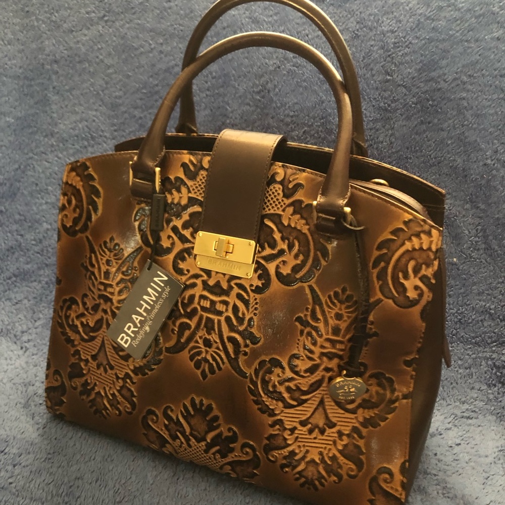 NWT Rare Brahmin Oxford Dark Brown Fresco Satchel